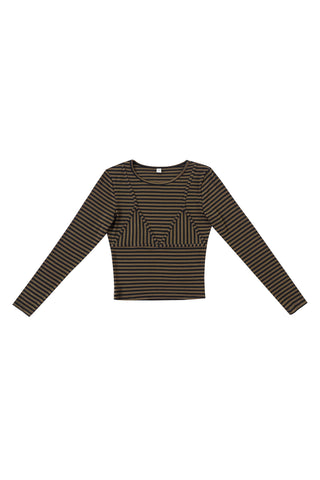 Long Sleeve Bikini Bod Brown Stripe