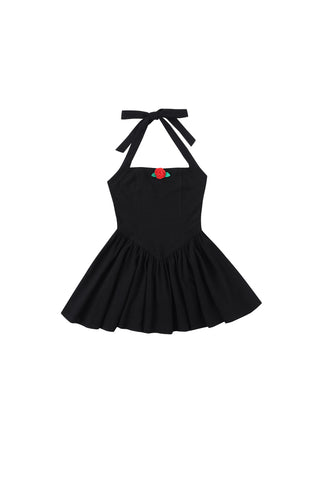 Thumbelina Mini Dress Soft Linen Black