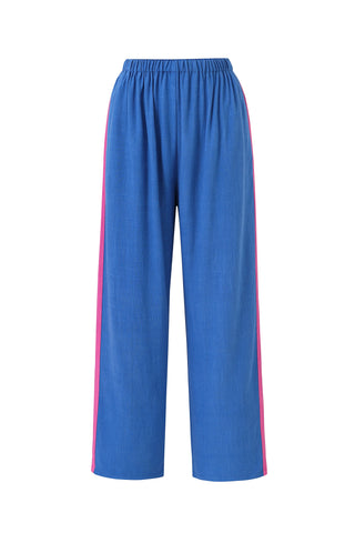 Side Stripe Lazy Pants Soft Linen Blue/Pink