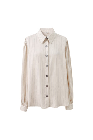Baseball Blouse Tencel Stripe Cream