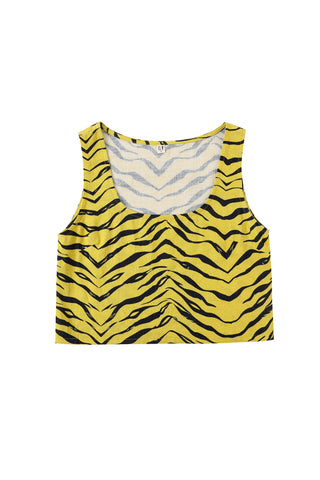 Scoop Crop Tank Soft Linen Tiger Stripe