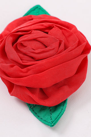 Red Cupro Rosette Hair Clip