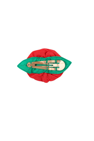 Red Cupro Rosette Hair Clip