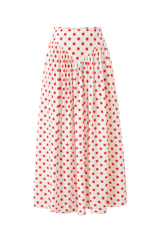 Park Skirt Soft Linen Red Polka Dot