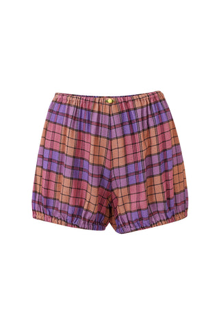 Soft Linen Baby Bloomer Purple Plaid