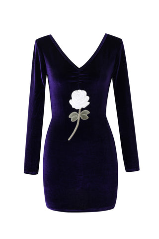 Diana Bear Velvet Rose Backless Mini Dress