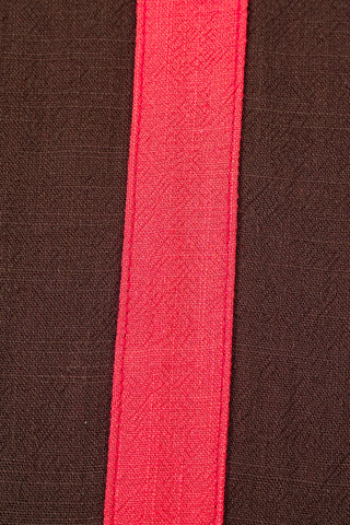Side Stripe Lazy Pants Soft Linen Brown/Red