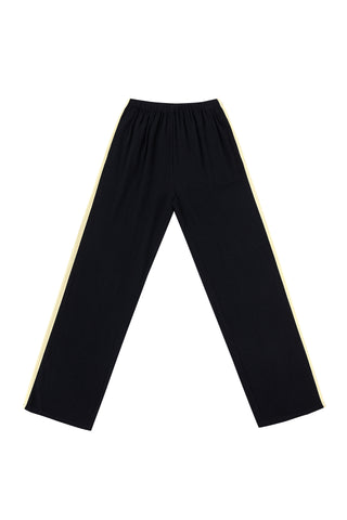 Side Stripe Lazy Pants Soft Linen Black/Butter