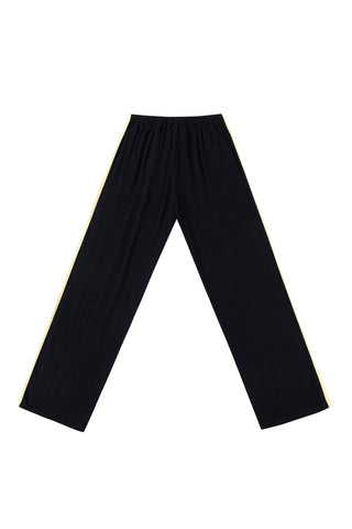 Side Stripe Lazy Pants Soft Linen Black/Butter