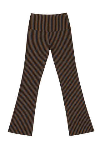 Striped Tencel Wool Foldover Lounge Pants Brown