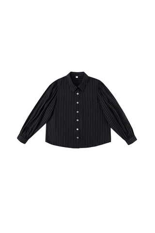 Boss Blouse Tencel Stripe Black