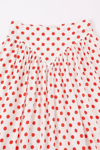 Park Skirt Soft Linen Red Polka Dot