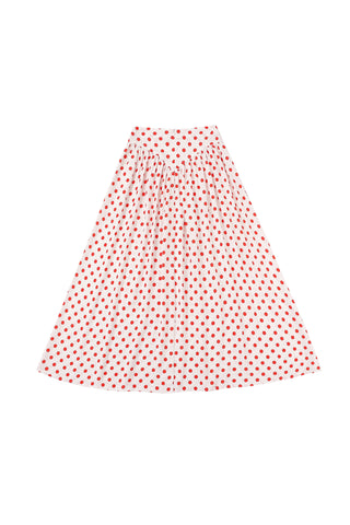 Park Skirt Soft Linen Red Polka Dot