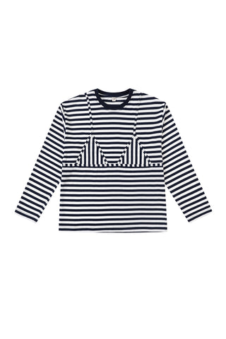 Bikini Bod Cotton Stripe Long Sleeve Tee Navy/White