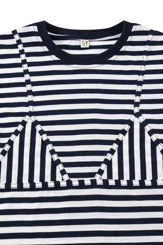 Bikini Bod Cotton Stripe Long Sleeve Tee Navy/White