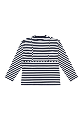 Bikini Bod Cotton Stripe Long Sleeve Tee Navy/White