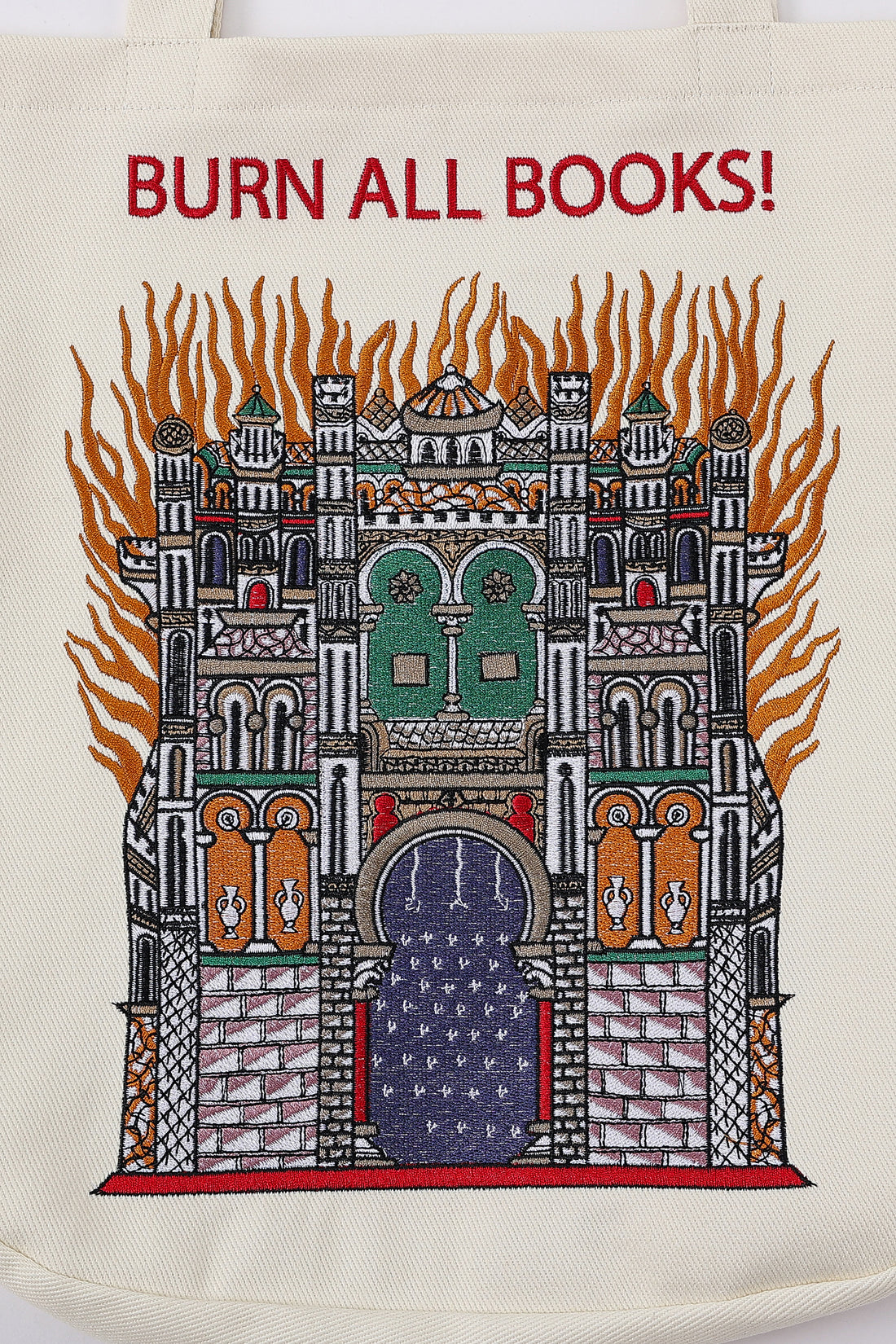 BURN ALL BOOKS Embroidered Tote Bag