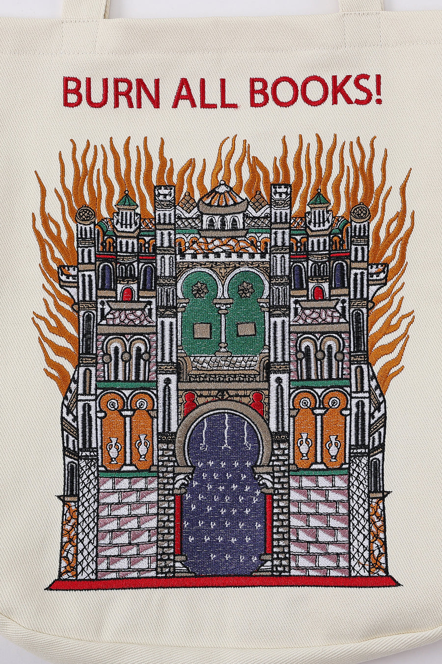 BURN ALL BOOKS Embroidered Tote Bag