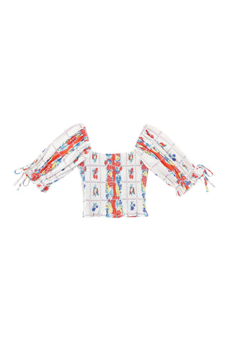 Smocked Blouse Soft Linen Fruity