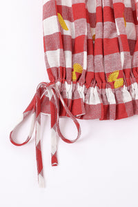 Spaghetti Western Smocked Blouse Red Gingham