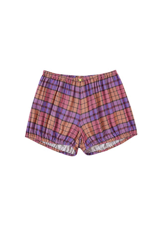 Soft Linen Baby Bloomer Purple Plaid