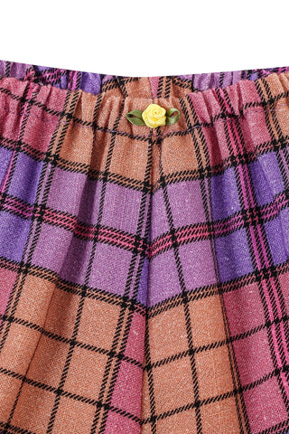 Soft Linen Baby Bloomer Purple Plaid