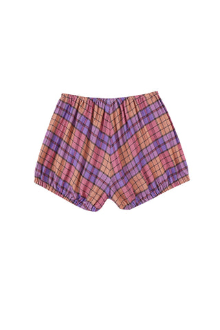 Soft Linen Baby Bloomer Purple Plaid