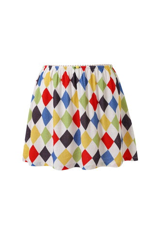 Harlequin Linen Mini Slip Skirt