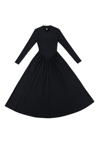 Black Tencel Long Sleeve Travel Dress