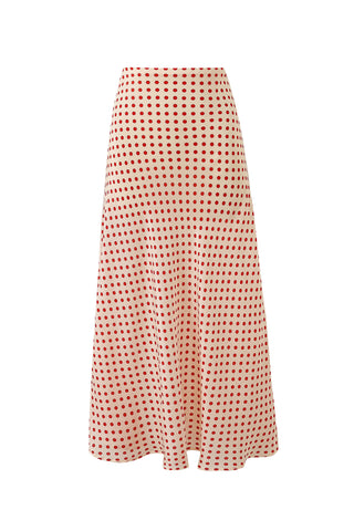 Silk Skirt Red Polka Dot