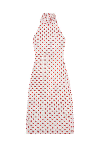 Halter Mesh Dress and Thong Set Red Polka Dot