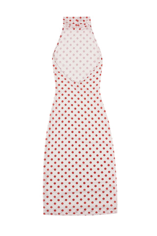 Halter Mesh Dress and Thong Set Red Polka Dot