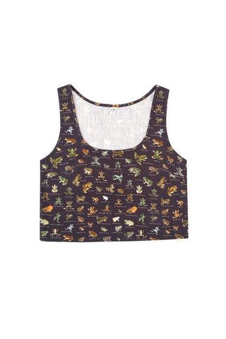 Scoop Crop Tank Soft Linen Favorite Frogs