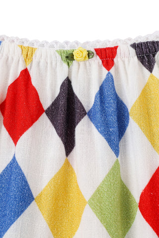 Harlequin Linen Mini Slip Skirt