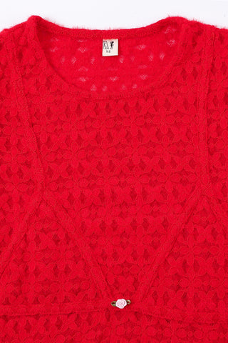 Bikini Bod Lace Rosette Red top