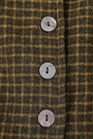 Moss Plaid Wool Blend Button Up Vest Crop Top