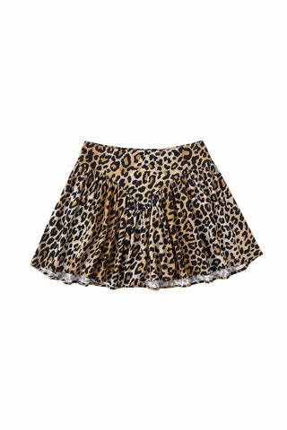 Mini Park Skirt Soft Linen Leopard
