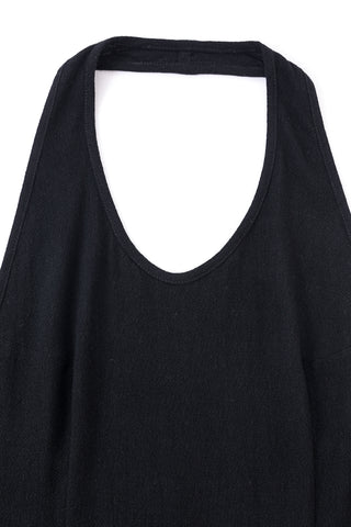 Soft Linen Backless Halter Top Black