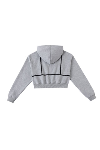 Lace Bikini Bod Zip-Up Sweatshirt Gray/Black
