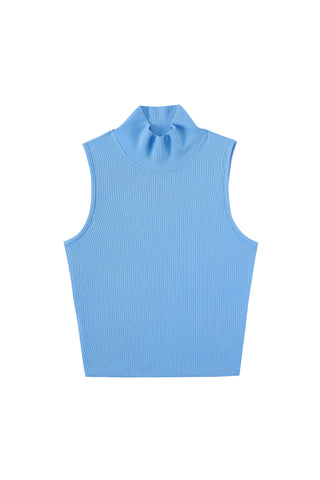 Mock Neck Tencel Rib Tank Baby Blue