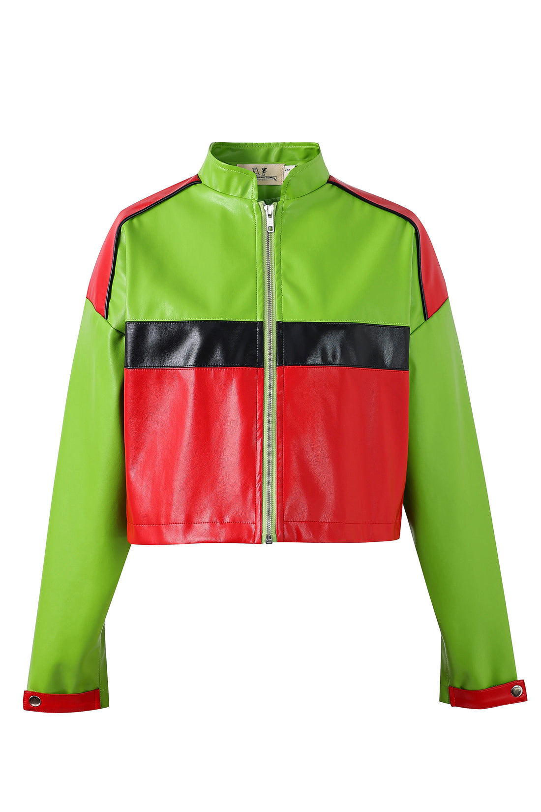 Faux Plant Leather Racecar Driver Crop Jacket