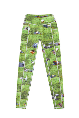 Contrast Seam Pocket Yoga Leggings Ducks