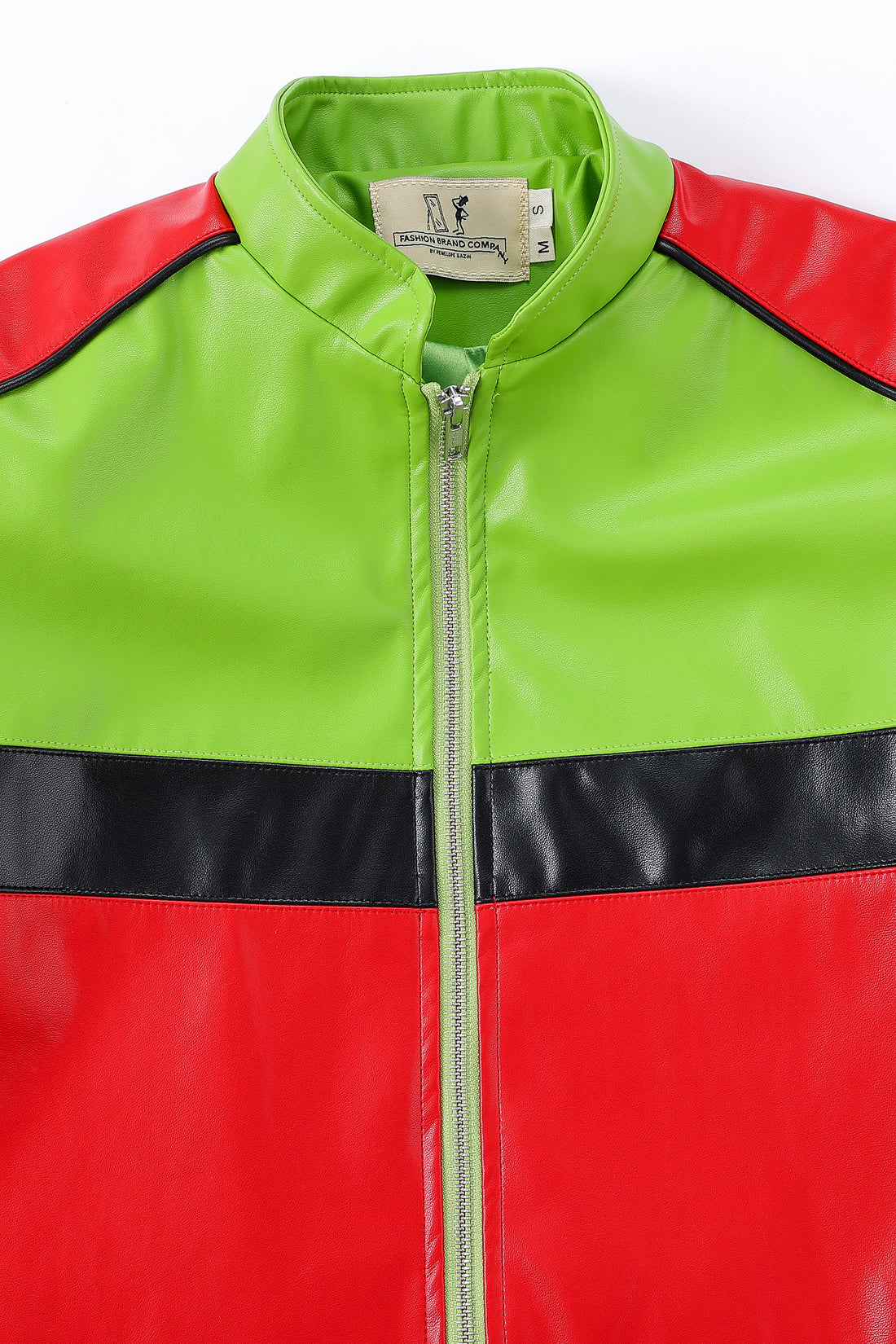 Faux Plant Leather Racecar Driver Crop Jacket