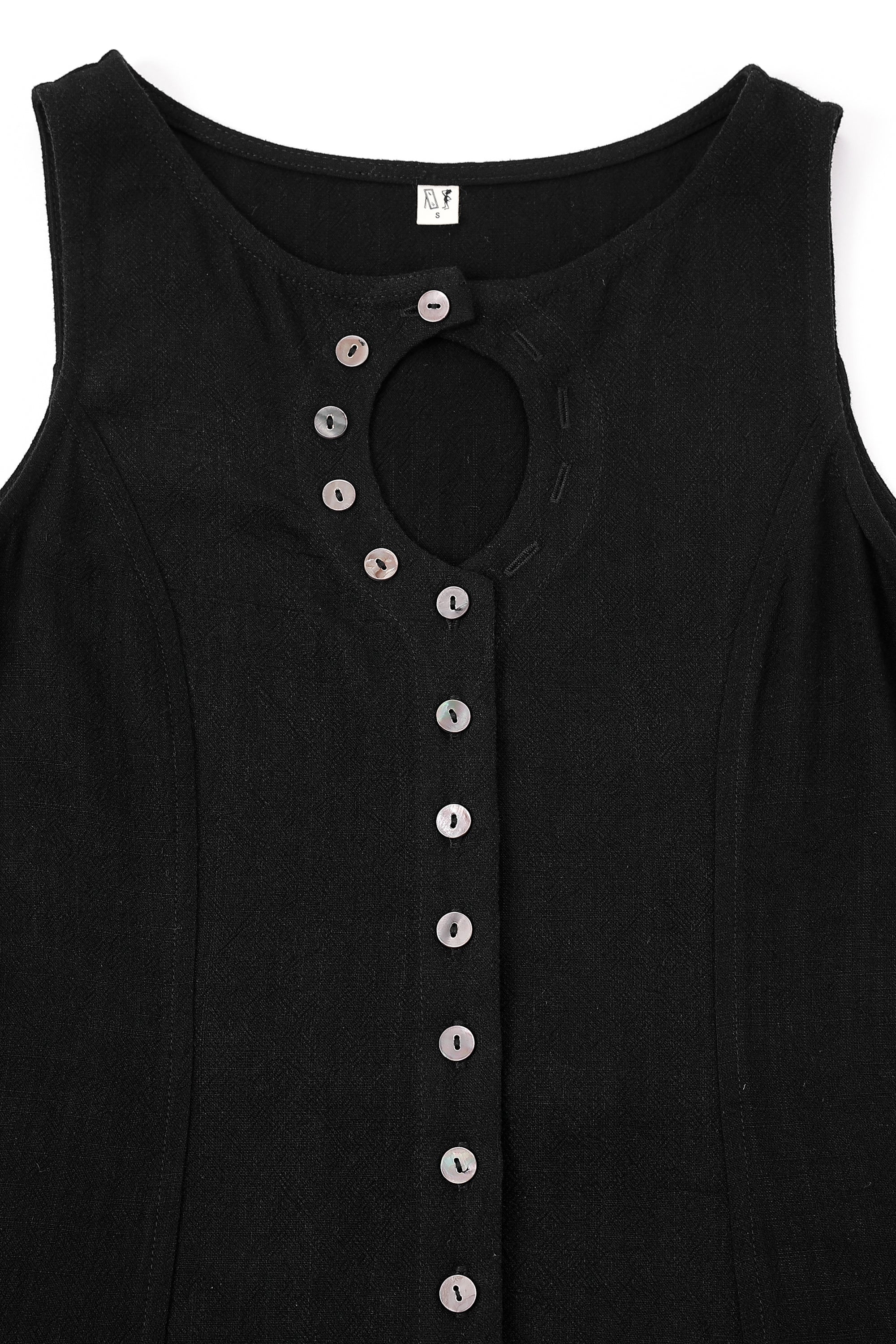 Unbuttoned Soft Linen Mini Dress Black L / Black Unbuttoned Soft Linen Mini Dress Black L / Black