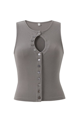 Unbuttoned Tencel Rib Tank Top Gray