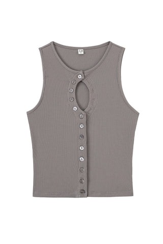 Unbuttoned Tencel Rib Tank Top Gray