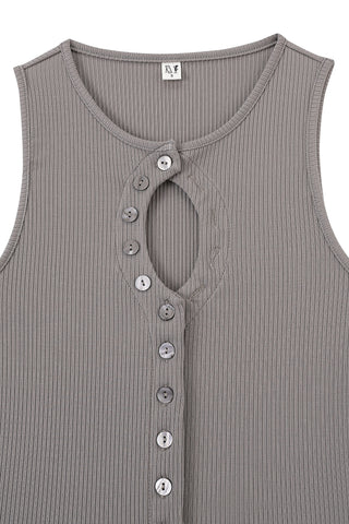 Unbuttoned Tencel Rib Tank Top Gray