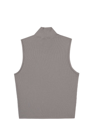 Mock Neck Tencel Rib Tank Gray