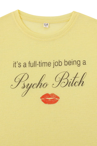 Psycho Bitch Wool Blend Baby Tee Yellow