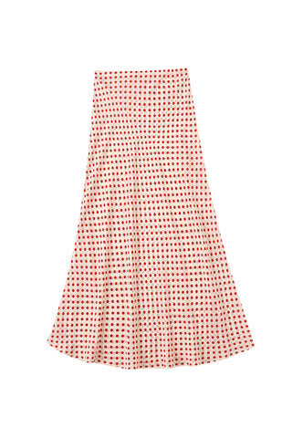Silk Skirt Red Polka Dot